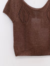SWAYING 25 Early Autumn Shoulder Hollow Short Sleeve Knit Cardigan SW-SW25PF1T10C3-ZONG Brown
